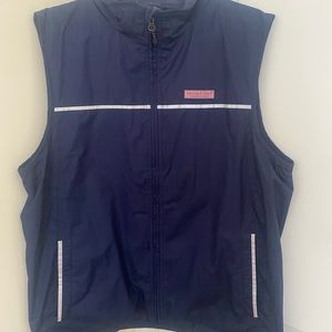 Mens Vineyard Vines Navy Blue Reflective Stripe Vest Raincoat Outer Fleece Liner